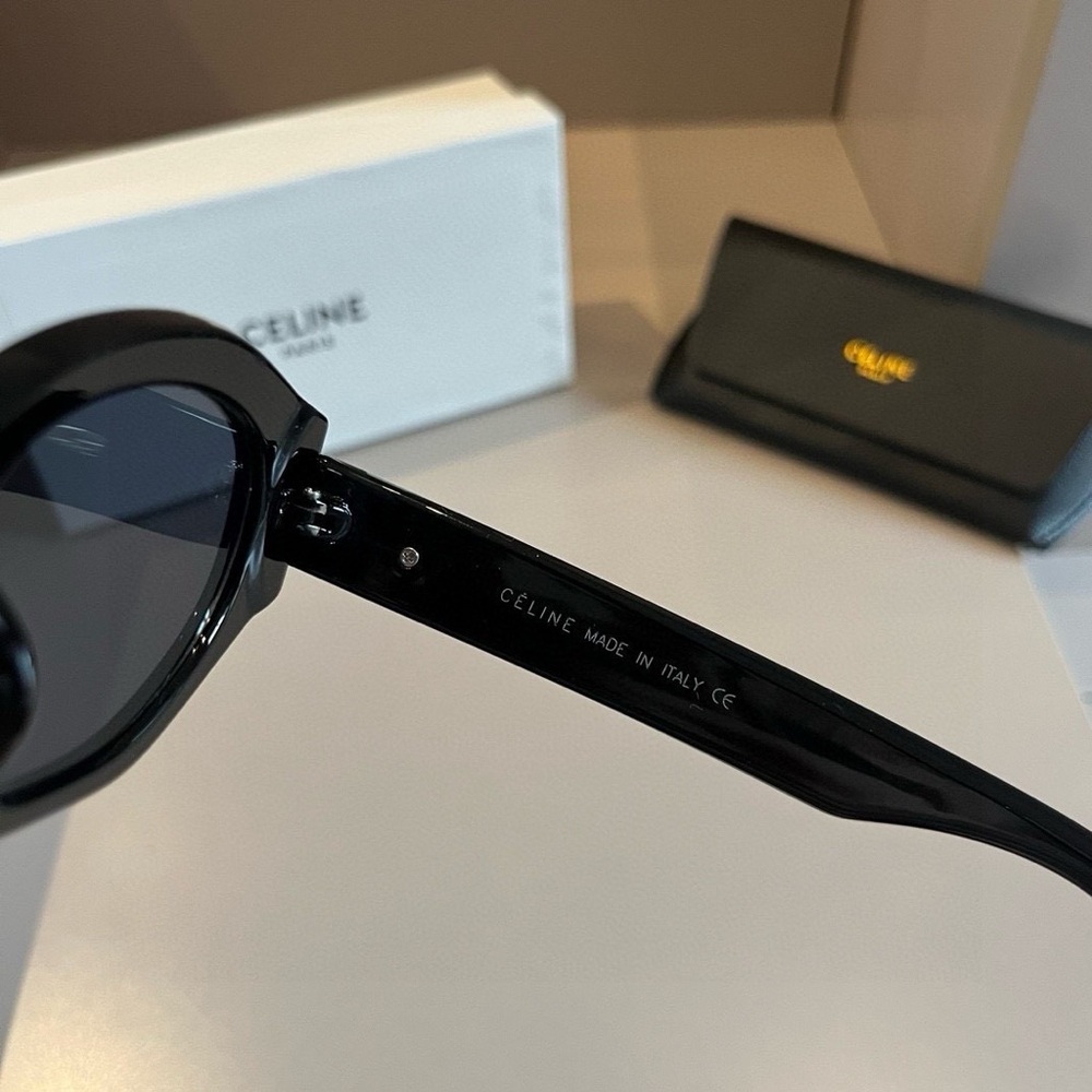 CELINE Dark Lens Cat Eye Sunglasses Black Frame OS - Picture 7 of 7